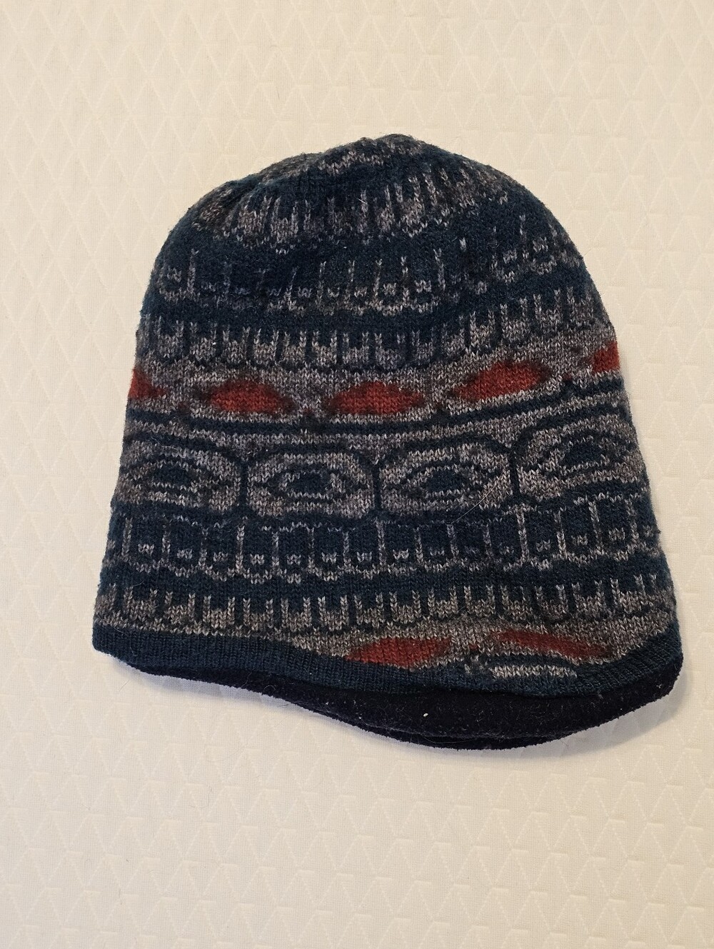 Vintage Patagonia Fleece-Lined Wool Blend Geometric Knit Beanie L Unisex Euc